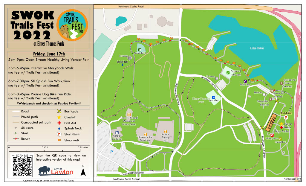 Map of trails for Southwest Oklahoma Trails Fest event.